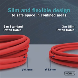 DIGITUS Cat.6A F/FTP LSZH 5m piros slim patch kábel