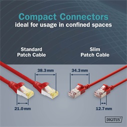 DIGITUS Cat.6A F/FTP LSZH 5m piros slim patch kábel