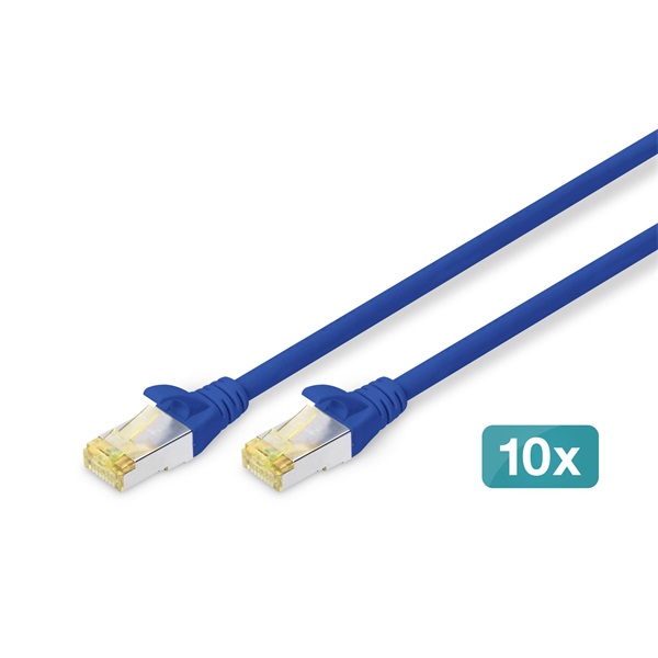 DIGITUS Cat.6A S/FTP LSZH 1m kék patch kábel (10db/csomag)