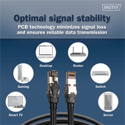DIGITUS Cat.8.1 S/FTP LSZH 2m fekete patch kábel