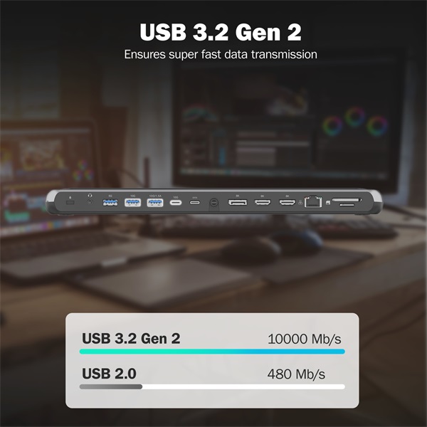 DIGITUS DA-70919 USB-C 12 portos univerzális notebook dokkoló állomás