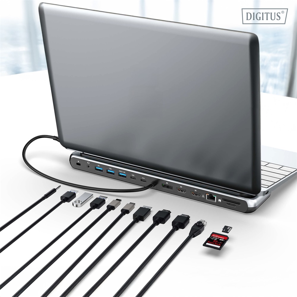 DIGITUS DA-70919 USB-C 12 portos univerzális notebook dokkoló állomás