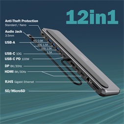 DIGITUS DA-70919 USB-C 12 portos univerzális notebook dokkoló állomás