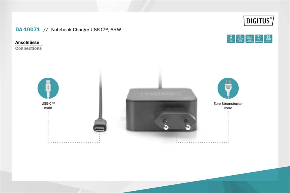 DIGITUS DA-10071 65W univerzális notebook/okostelefon/tablet töltő