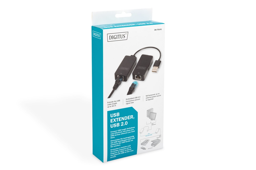 DIGITUS DA-70141 RJ45 - USB 2.0 50m fekete jeltovábbító