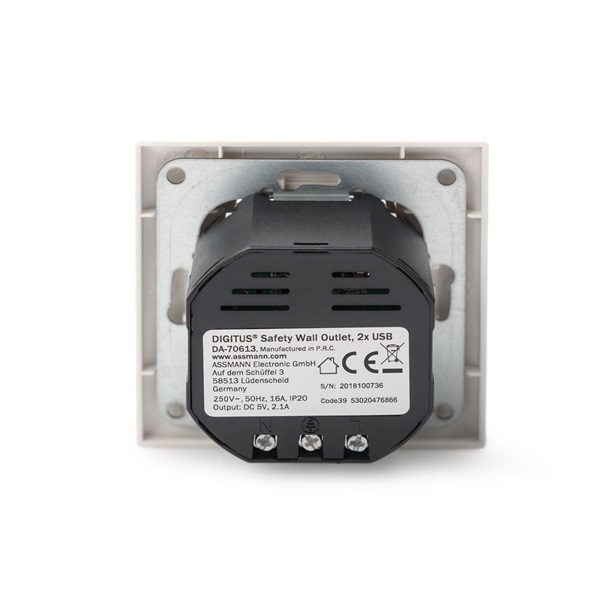 DIGITUS DA-70613 2xUSB 250V schuko süllyesztett fali aljzat