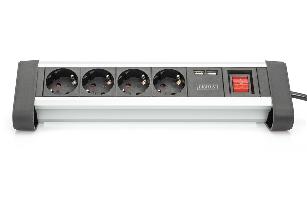 DIGITUS DA-70614 2xUSB kapcsolós hálózati elosztó 4 schuko aljzattal