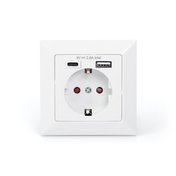 DIGITUS DA-70615 1x USB Type-C 1x Type-A 250V schuko süllyesztett fali aljzat