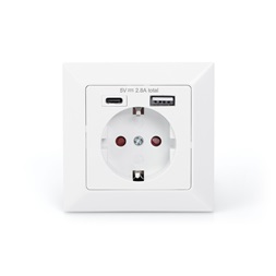 DIGITUS DA-70615 1x USB Type-C 1x Type-A 250V schuko süllyesztett fali aljzat