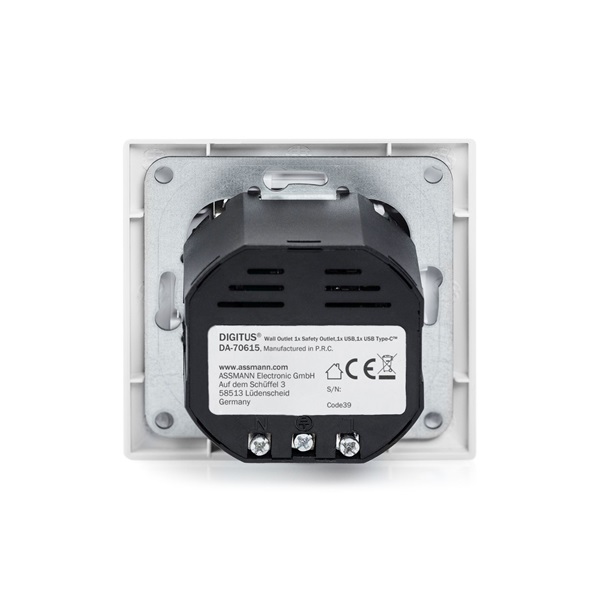 DIGITUS DA-70615 1x USB Type-C 1x Type-A 250V schuko süllyesztett fali aljzat