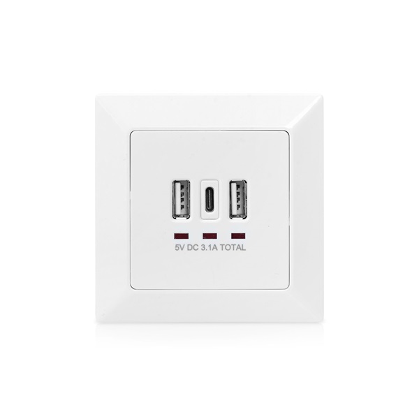 DIGITUS DA-70618 1x USB Type-C 2x Type-A 250V schuko süllyesztett fali aljzat