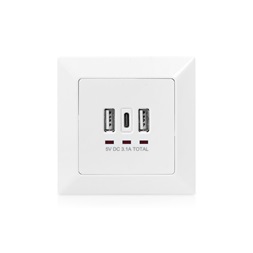 DIGITUS DA-70618 1x USB Type-C 2x Type-A 250V schuko süllyesztett fali aljzat