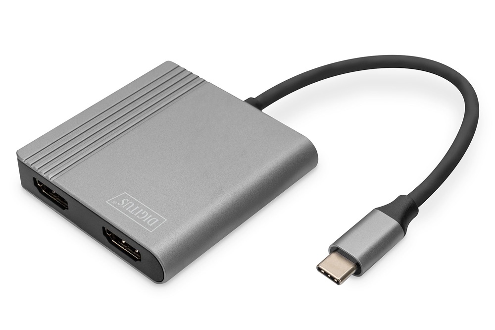 DIGITUS DA-70828 UHD 4K 60Hz USB Type-C 2x HDMI grafikus adapter