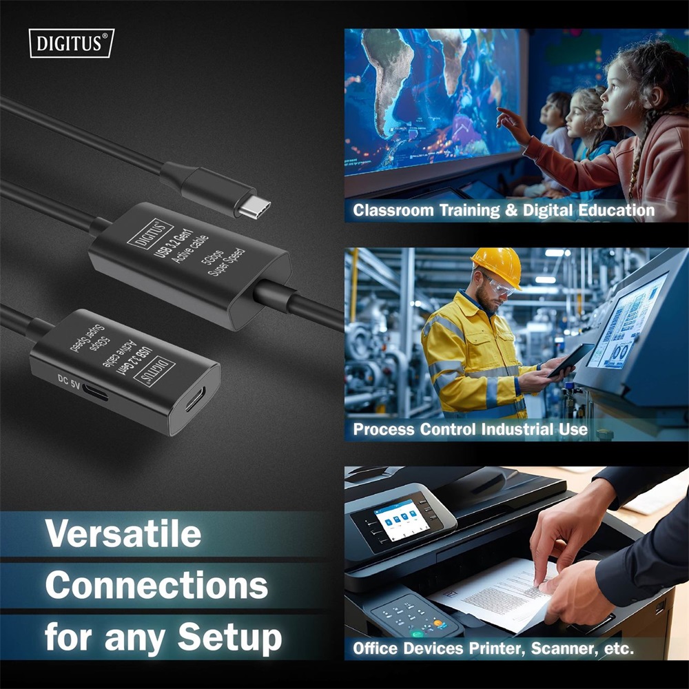 DIGITUS DA-73109 SuperSpeed Aktív USB 3.2 Gen2 type-C hosszabbító kábel 10m