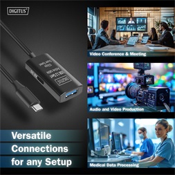 DIGITUS DA-73110 SuperSpeed Aktív USB-A 3.2 Gen1 USB type-C hosszabbító kábel 5m