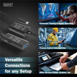 DIGITUS DA-73111 SuperSpeed Aktív USB-A 3.2 Gen1 USB type-C hosszabbító kábel 10m