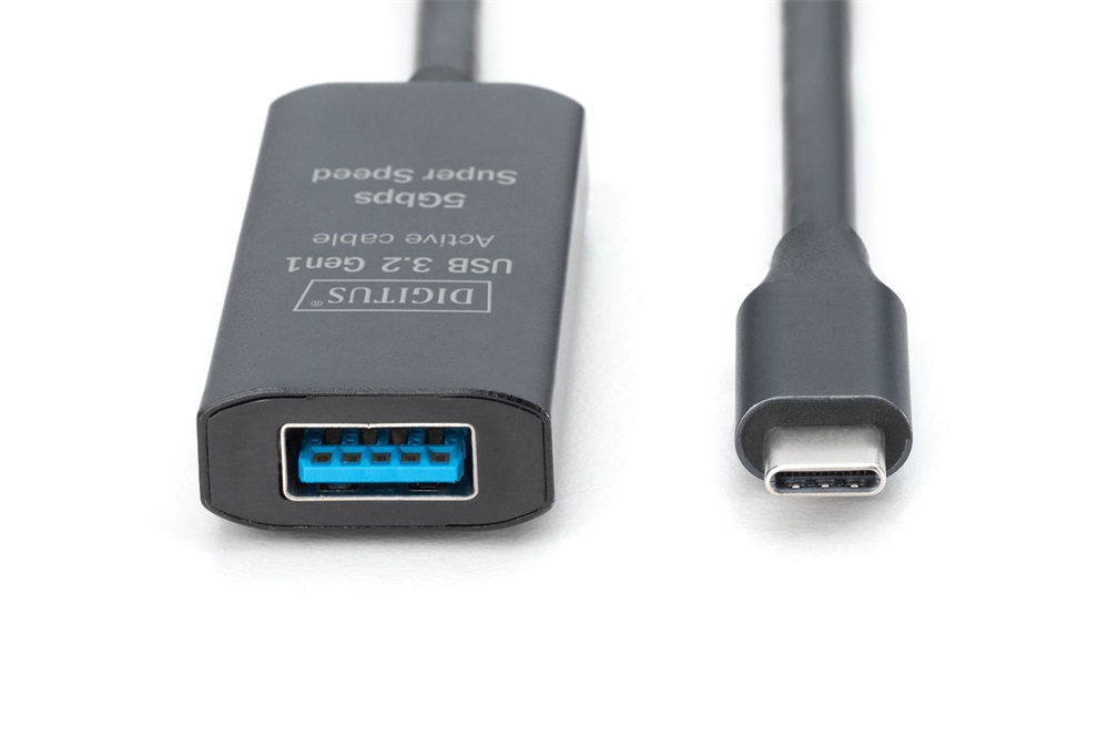 DIGITUS DA-73111 SuperSpeed Aktív USB-A 3.2 Gen1 USB type-C hosszabbító kábel 10m