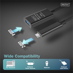 DIGITUS DA-73113 SuperSpeed Aktív USB-A 3.2 Gen2 USB type-C hosszabbító kábel 5m