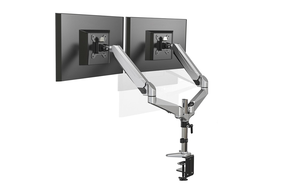DIGITUS DA-90353 C-bilincses gázrugós univerzális (VESA 75 / 100) 2-es ezüst monitor tartó konzol