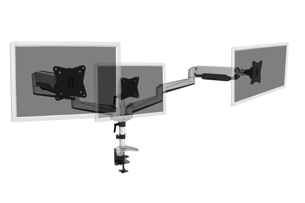 DIGITUS DA-90363 C-bilincses gázrugós univerzális (VESA 75/100) 3-as ezüst monitor tartó konzol