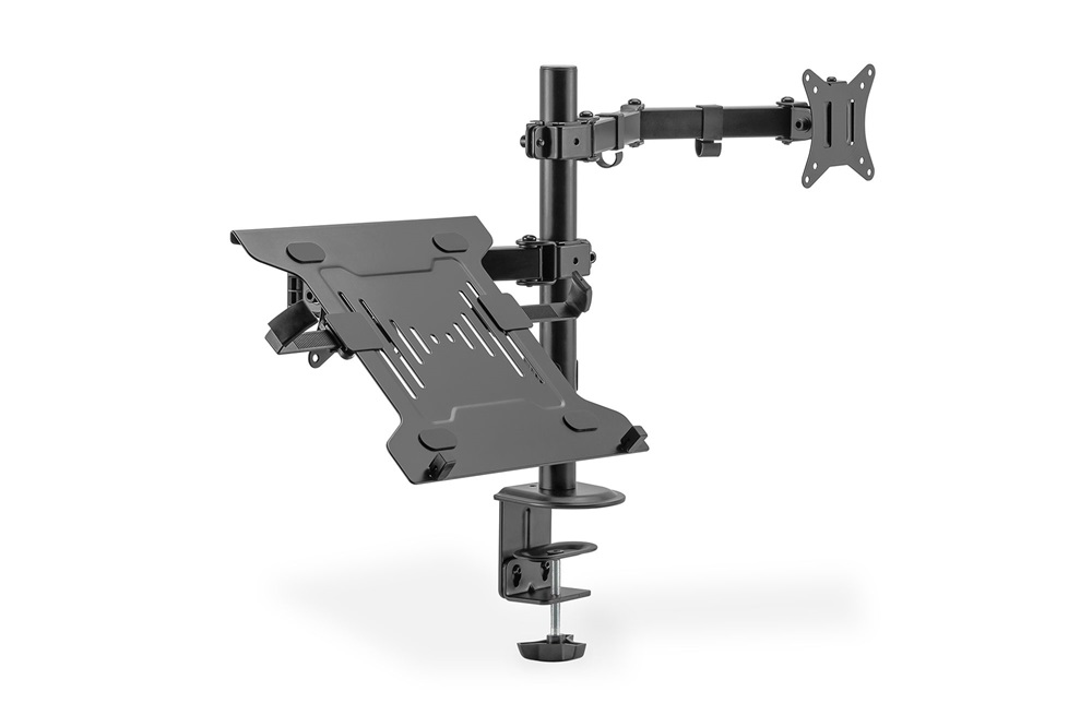 DIGITUS DA-90436 C-bilincses/gyűrűs univerzális (VESA 75 / 100) fekete monitor/notebook tartó konzol