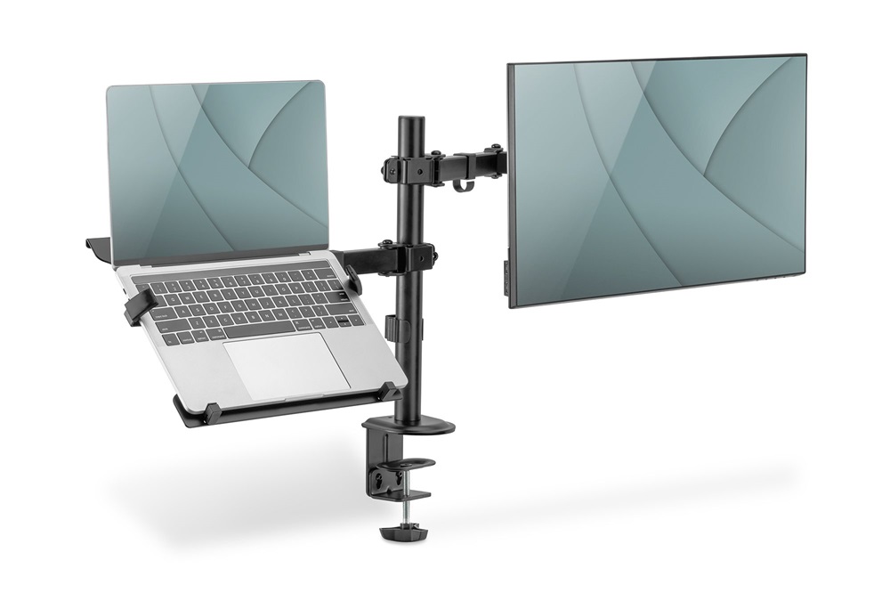DIGITUS DA-90436 C-bilincses/gyűrűs univerzális (VESA 75 / 100) fekete monitor/notebook tartó konzol