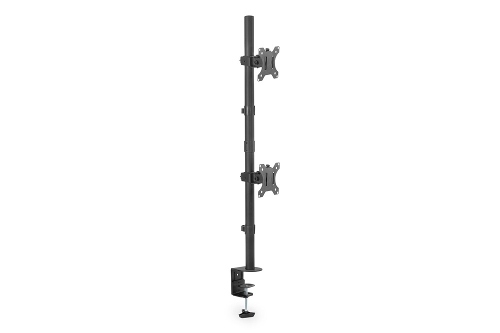 DIGITUS DA-90438 C-bilincses/gyűrűs univerzális (VESA 75/100) 2-es fekete függőleges monitor tartó állvány