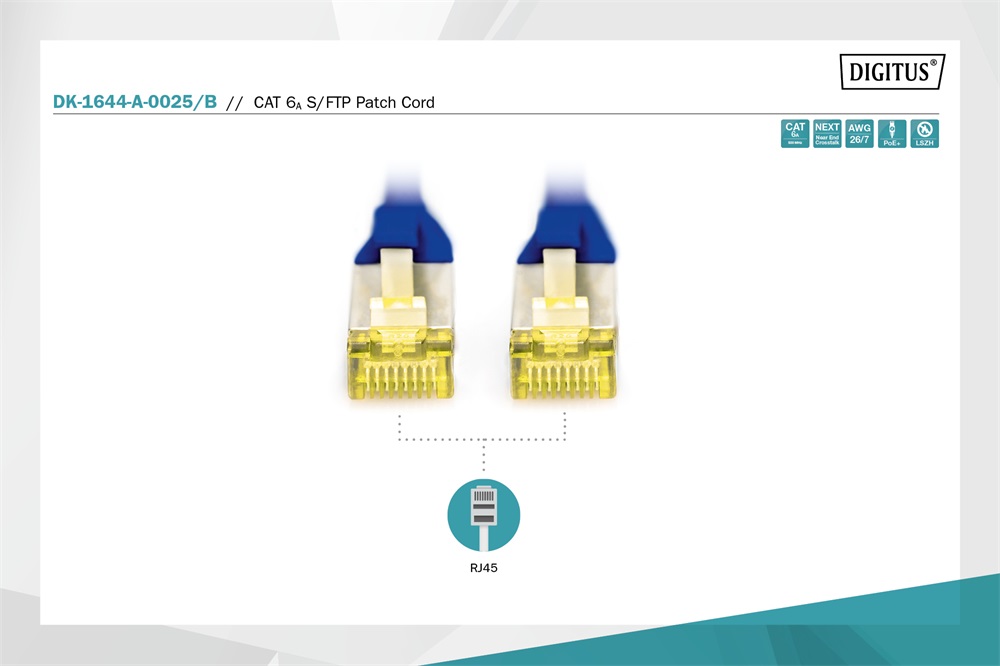 DIGITUS Cat.6A S/FTP LSZH 0,25m kék patch kábel