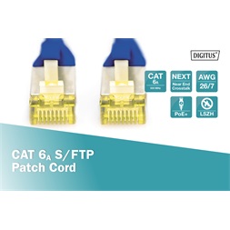 DIGITUS Cat.6A S/FTP LSZH 0,25m kék patch kábel