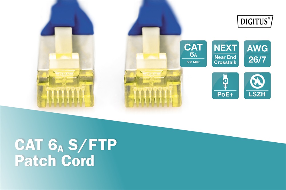 DIGITUS Cat.6A S/FTP LSZH 0,25m kék patch kábel