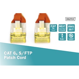 DIGITUS Cat.6A S/FTP LSZH 0,25m piros patch kábel