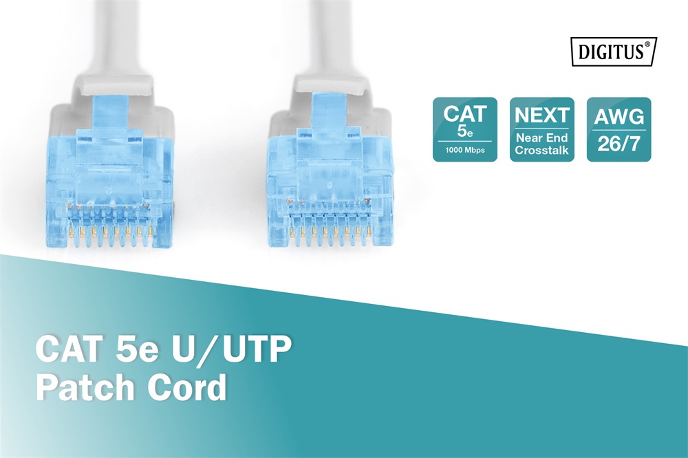 DIGITUS Cat.5e U/UTP PVC 10m szürke patch kábel