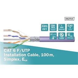 DIGITUS DK-1623-VH-1 Cat.6 F/UTP 250MHz Eca LSZH 100m lila fali kábel