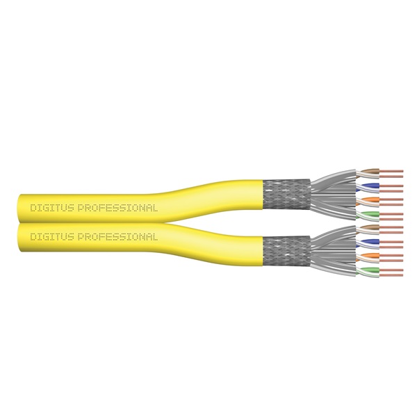 DIGITUS DK-1743-A-VH-D-5 Cat.7A S/FTP 1500MHz Dca LSZH 500m dob sárga dupla fali kábel