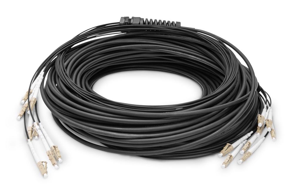 DIGITUS DK-24338UE50BK-BBB 8 szálas 8x LC/UPC 50/125 multimodusú OM4 Dca kültéri/beltéri előszerelt optikai kábel 50m