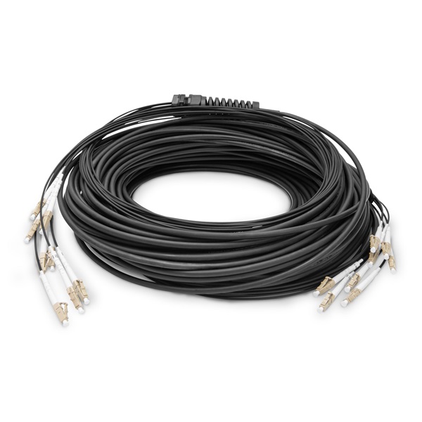 DIGITUS DK-2433CU100BK-BBB 12 szálas 12x LC/UPC 50/125 multimodusú OM4 Dca kültéri/beltéri előszerelt optikai kábel 100m