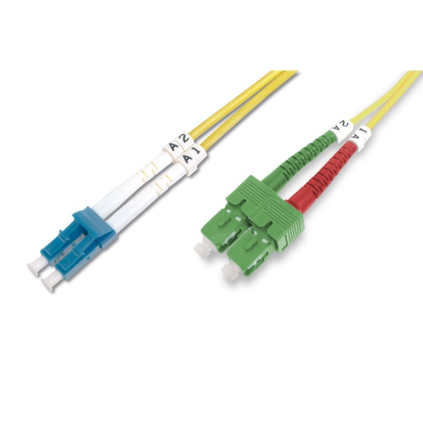 DIGITUS DK-292SCA3LC-01 Duplex 2xSC(APC) + 2xSC(PC) monomódusú OS2 9/125 LSOH 1m optikai patch kábel