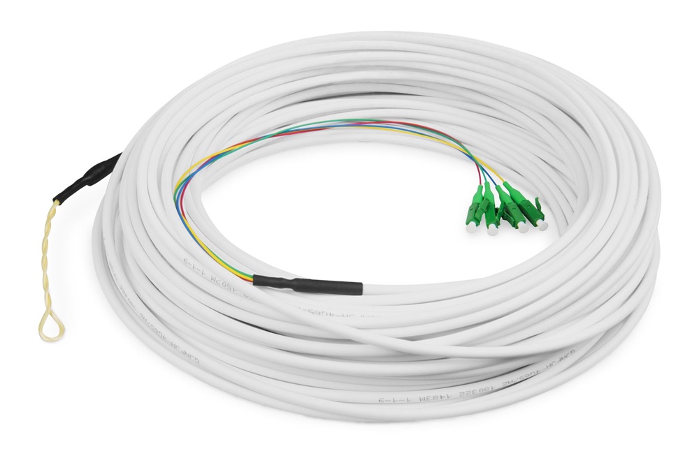 DIGITUS DK-3904LCA-50 4 szálas 4x LC/APC 9/125 monomódusú OS2 Dca beltéri előszerelt FTTH Drop kábel 50m