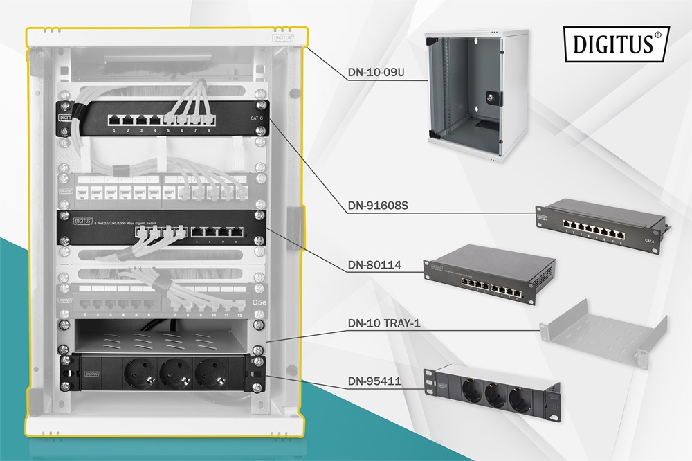 DIGITUS DN-10-SET-2 10" Komplett hálózati rack szekrény készlet