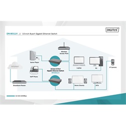 DIGITUS DN-80114 10" 8x GbE Lan port nem menedzselhető Switch
