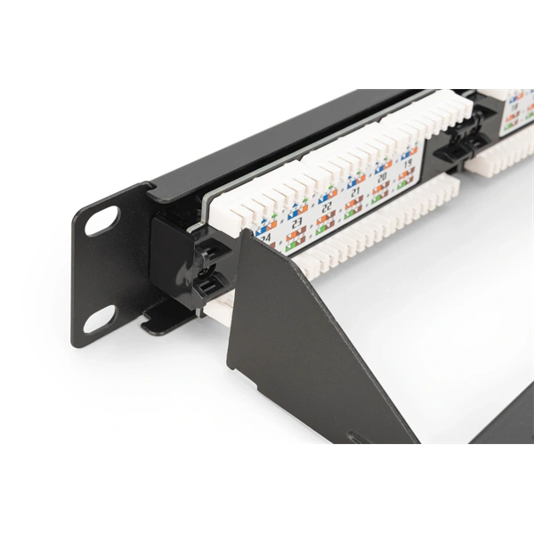 DIGITUS DN-91624U-CR 19" 1U 24port Cat.6 kompakt fekete árnyékolatlan Patch Panel