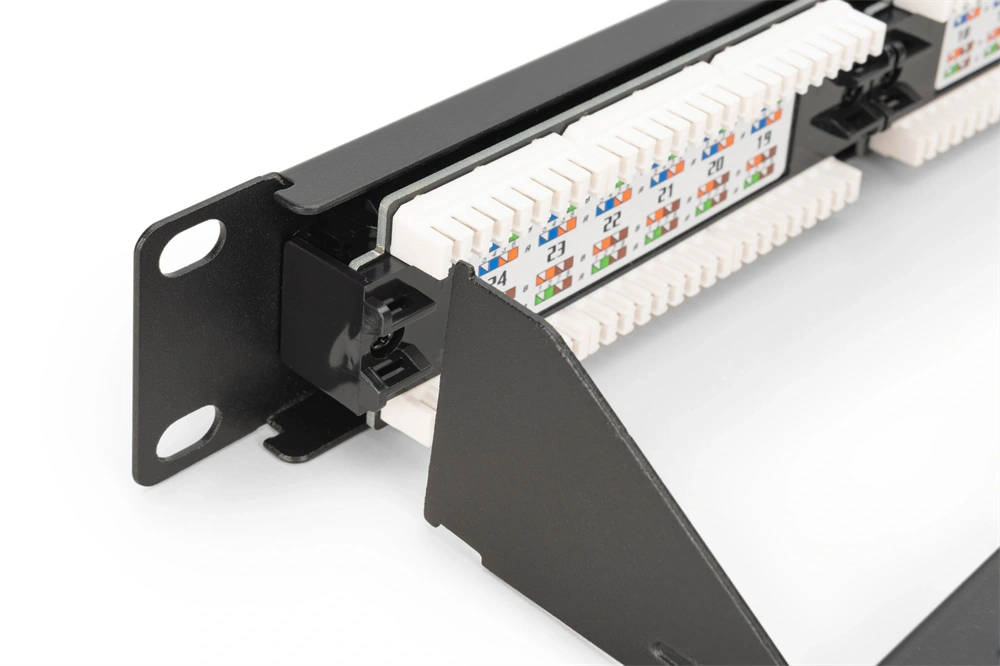 DIGITUS DN-91624U-CR 19" 1U 24port Cat.6 kompakt fekete árnyékolatlan Patch Panel
