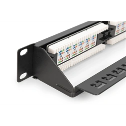 DIGITUS DN-91624U-CR 19" 1U 24port Cat.6 kompakt fekete árnyékolatlan Patch Panel