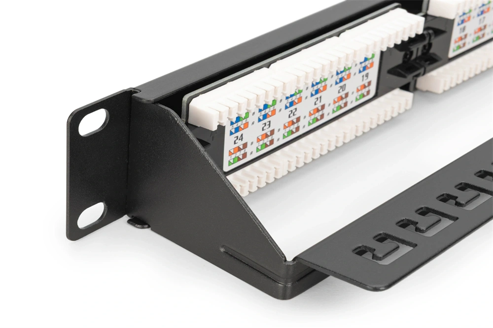 DIGITUS DN-91624U-CR 19" 1U 24port Cat.6 kompakt fekete árnyékolatlan Patch Panel