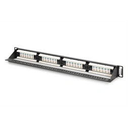 DIGITUS DN-91624U-CR 19" 1U 24port Cat.6 kompakt fekete árnyékolatlan Patch Panel