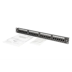 DIGITUS DN-91624U-CR 19" 1U 24port Cat.6 kompakt fekete árnyékolatlan Patch Panel