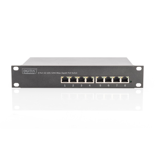DIGITUS DN-95317 10" 8x GbE Lan Poe (80W) nem menedzselhető Switch