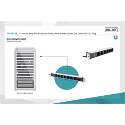 DIGITUS DN-95428 1U rack alu 8 schuko dugaljas C20-as tápcsatlakozós hálózati elosztó