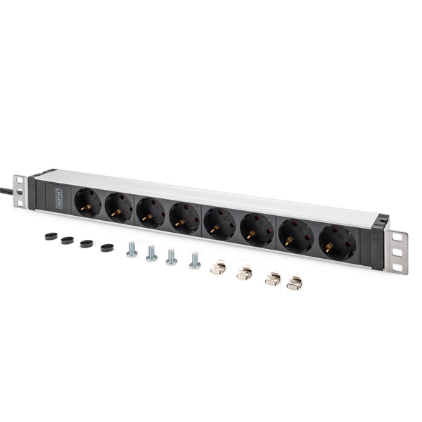 DIGITUS DN-95428 1U rack alu 8 schuko dugaljas C20-as tápcsatlakozós hálózati elosztó