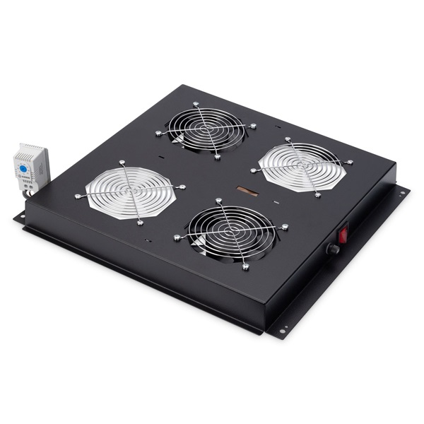 DIGITUS DN-19 FAN-2-B-N 2-es termosztátos fekete tetőventilátor Unique/Dynamic Basic rackszekrényhez